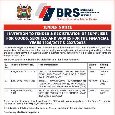 Document preview: BRS–TENDER—QTR — Document, Kenya (CERFA n°BRS-TENDER-QTR)