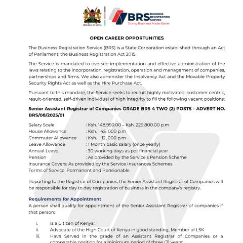 Document preview: Final_Open Career Opportunities Detailed Specifications_August_2025docx (1) — Document, Kenya (CERFA n°Final_Open-Career-Opportunities-Detailed-Specifications_August_2025docx-1)