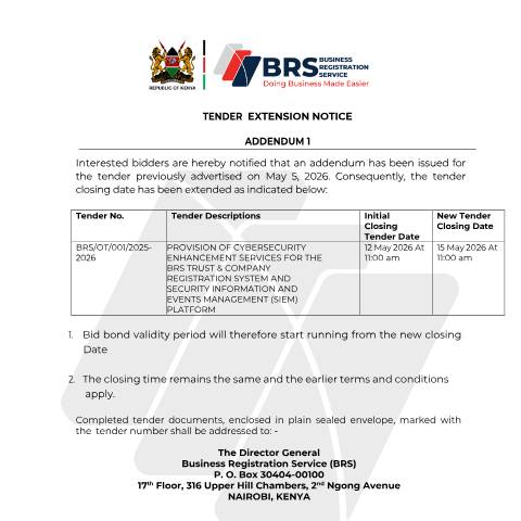 Document preview: EXTENSION NOTICE-CYBER SECURITY — Document, Kenya (CERFA n°EXTENSION-NOTICE-CYBER-SECURITY)
