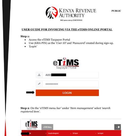 Document preview: Online Portal Step by Step Guide — Guide, Kenya (CERFA n°eTIMS-Online-Portal-User-Guide-2025)