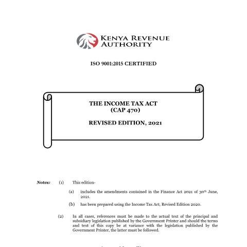 Document preview: Income Tax Act — Act / Law, Kenya (CERFA n°Income-Tax-Act-Cap-470-Revised-2021-3-1)