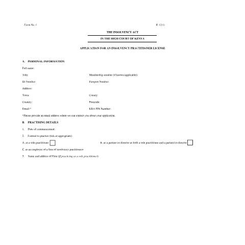 Document preview: form1 — Form, Kenya (CERFA n°form1)