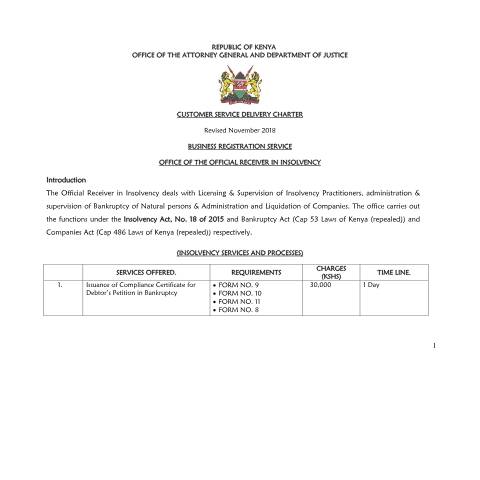 Document preview: or-service-charter — Policy, Kenya (CERFA n°or-service-charter)