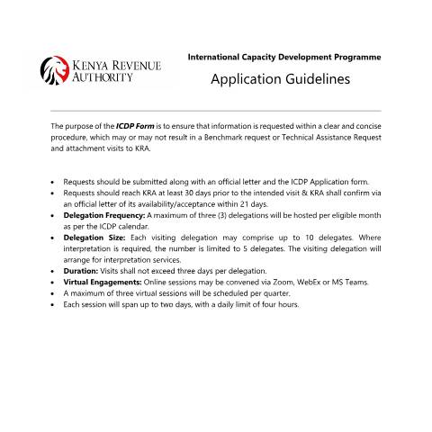 Document preview: KRA ICDP Application Form Feb 2026 — Form, Kenya (CERFA n°KRA-ICDP-Application-Form-Feb-2026)