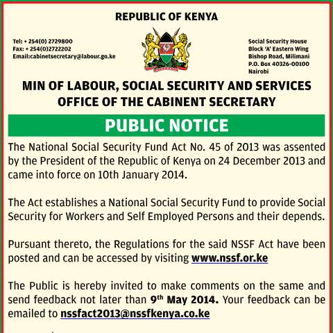 Document preview: PUBLIC NOTICE — Publication, Kenya (CERFA n°PUBLIC-NOTICE)