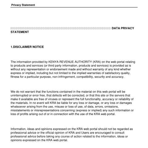 Document preview: Data Privacy Statement — Document, Kenya (CERFA n°data-privacy-statement)