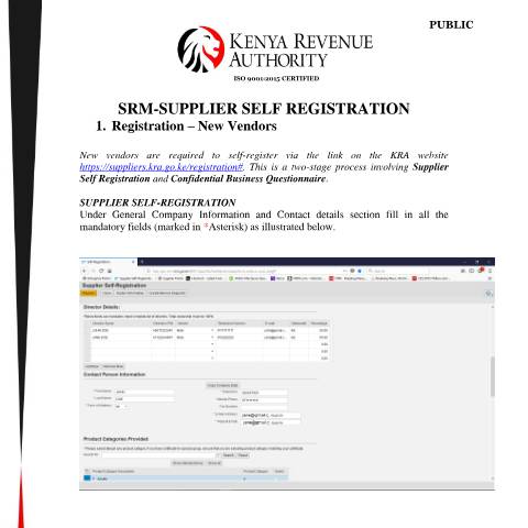 Document preview: Suppliers Registration Manual — Guide, Kenya (CERFA n°Supplier-Registration-Manual-E-Procurement-1)