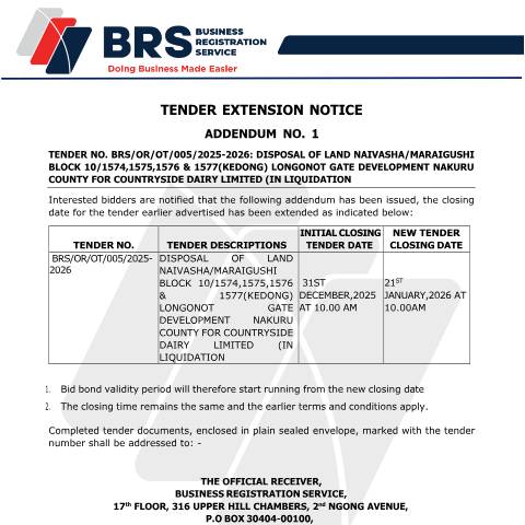 Document preview: ADDENDUM 1 FOR EXTENTION (3) — Document, Kenya (CERFA n°ADDENDUM-1-FOR-EXTENTION-3)