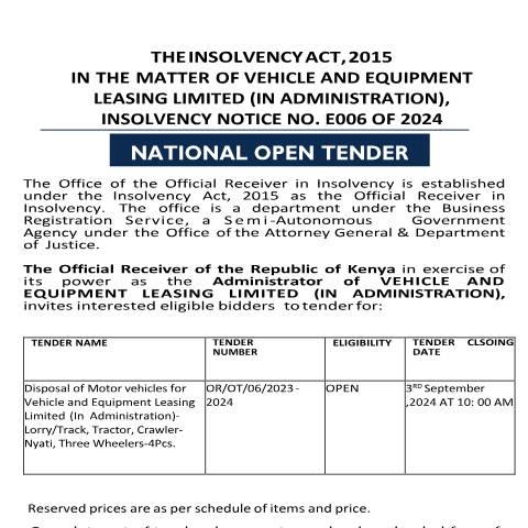 Document preview: Tender Notice — Document, Kenya (CERFA n°Tender-Notice)