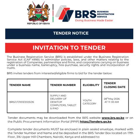 Document preview: Tender Notice Computers — Document, Kenya (CERFA n°Tender-Notice-Computers)