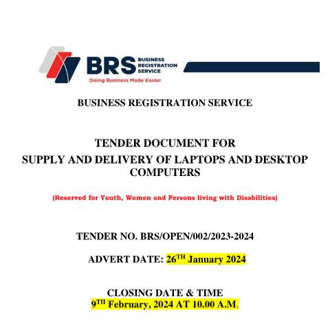 Document preview: TENDER DOCUMENT FOR SUPPLY &DELIVERY OF LAPTOPS AND DESKTOP COMPUTERS — Document, Kenya (CERFA n°TENDER-DOCUMENT-FOR-SUPPLY-DELIVERY-OF-LAPTOPS-AND-DESKTOP-COMPUTERS)