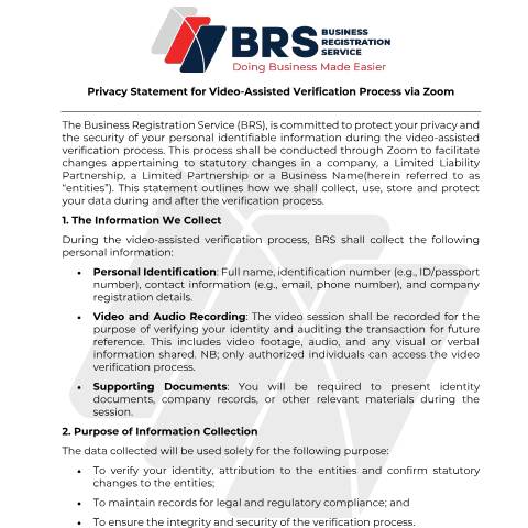 Document preview: Privacy Statement on Video Assisted Verification Process — Document, Kenya (CERFA n°Privacy-Statement-on-Video-Assisted-Verification-Process)