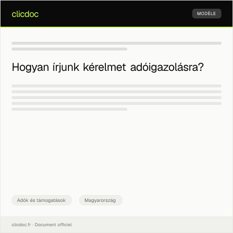 Document preview: Kérelmezés adóigazolásra — Adók és támogatások, Magyarország