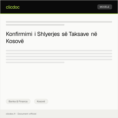 Document preview: Kërkesë për konfirmim të shlyerjes së taksave — Banka & Financa, Kosovë