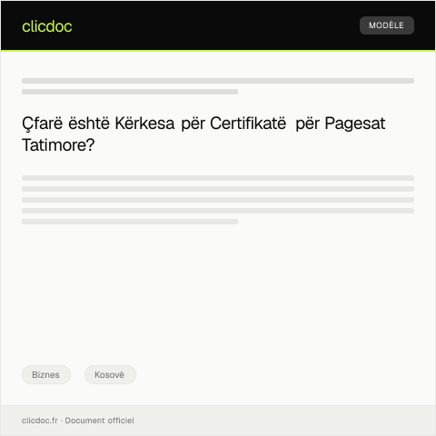 Document preview: Kërkesë për certifikatë për pagesat tatimore të kryera — Biznes, Kosovë