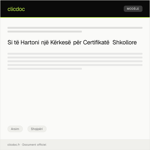 Document preview: Kërkesë për Certifikatë Shkollore — Arsim, Shqipëri