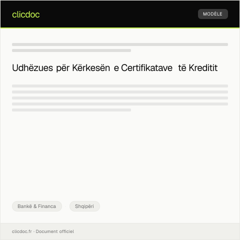 Document preview: Kërkesë për lëshim të certifikatave të kreditit — Bankë & Financa, Shqipëri