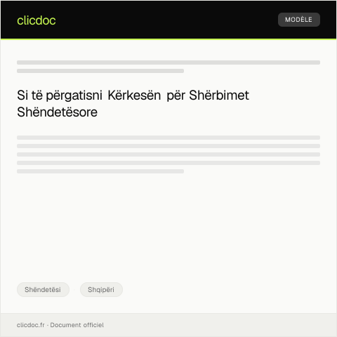 Document preview: Kërkesë për përfitime të shërbimeve të shëndetit publik bazuar në regjistrimin elektronik — Shëndetësi, Shqipëri