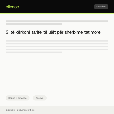 Document preview: Kërkesë për tarifë të ulët për shërbime të tatimit — Banka & Financa, Kosovë