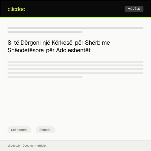Document preview: Kërkesë për shërbime të shëndetit mendor për adoleshentët — Shëndetësi, Shqipëri