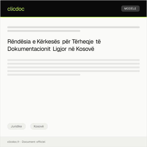 Document preview: Kërkesë për tërheqje të dokumentacionit ligjor — Juridike, Kosovë
