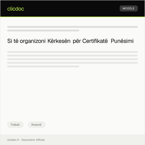 Document preview: Kërkesë për Certifikatë Punësimi — Trabail, Kosovë