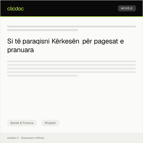 Document preview: Kërkesë për kërkim të pagesave të pranuara — Bankë & Financa, Shqipëri
