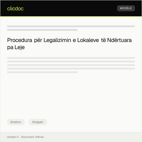 Document preview: Kërkesë për legalizim të lokaleve të ndërtuara pa leje — Strehim, Shqipëri