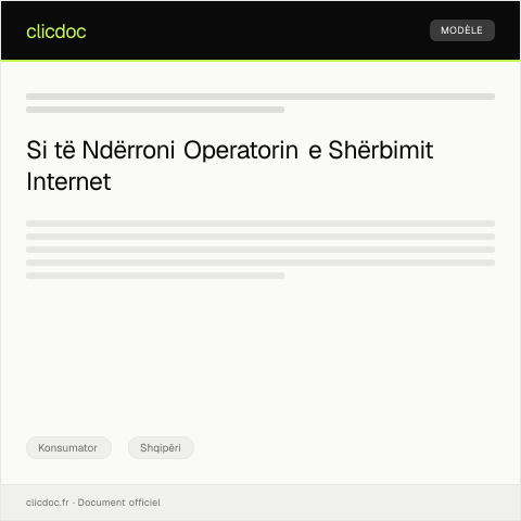 Document preview: Kërkesë për ndërrim të operatorit të shërbimit internet — Konsumator, Shqipëri