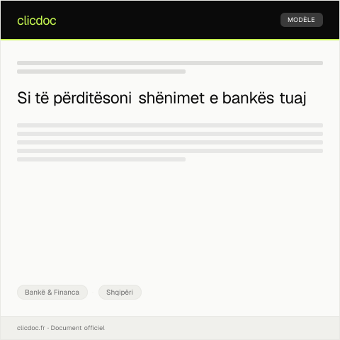 Document preview: Kërkesë për përditësim të shënimeve të bankës — Bankë & Financa, Shqipëri