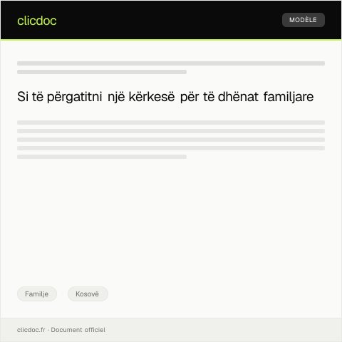 Document preview: Kërkesë për përditësim të të dhënave familjare — Familje, Kosovë