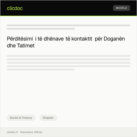 Document preview: Kërkesë për përditësim të të dhënave të kontaktit — Bankë & Financa, Shqipëri