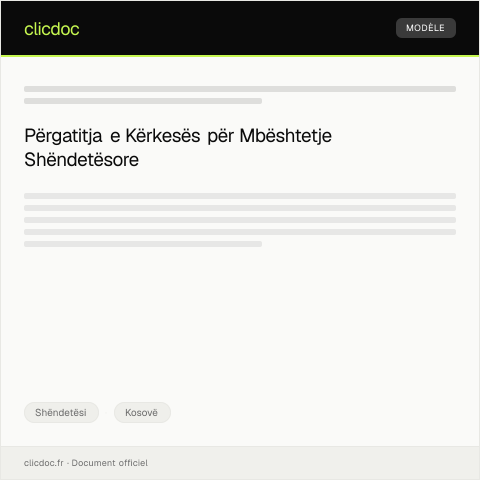 Document preview: Kërkesë për Përkrahje Shëndetësore për Personat e Shëndetshëm — Shëndetësi, Kosovë