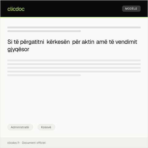 Document preview: Kërkesë për përpunim të aktit amë të vendimit gjyqësor — Administratë, Kosovë