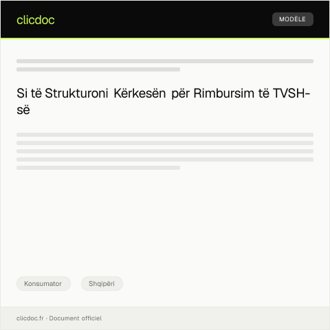 Document preview: Kërkesë për rimbursim të TVSH-së për blerje konsumatore — Konsumator, Shqipëri