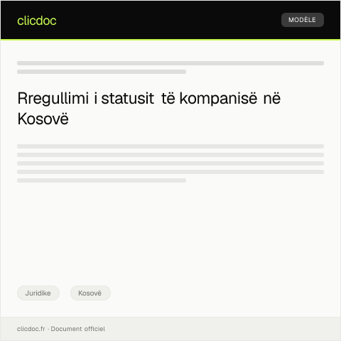 Document preview: Kërkesë për rregullim të statusit të kompanisë — Juridike, Kosovë