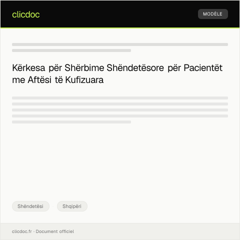Document preview: Kërkesë për shërbime për pacientë me aftësi të kufizuara — Shëndetësi, Shqipëri