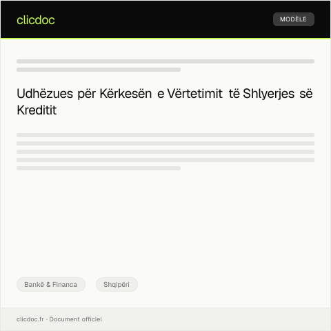 Document preview: Kërkesë për lëshim vërtetimi të shlyerjes së kreditit — Bankë & Financa, Shqipëri