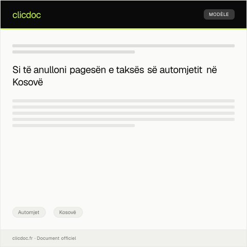 Document preview: Kërkesë për anulim të pagesës së taksës së automjetit — Automjet, Kosovë