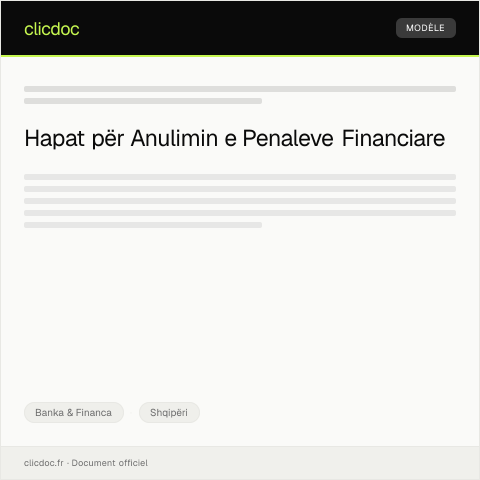 Document preview: Kërkesë për anulim të penaleve financiare të panevojshme — Banka & Financa, Shqipëri