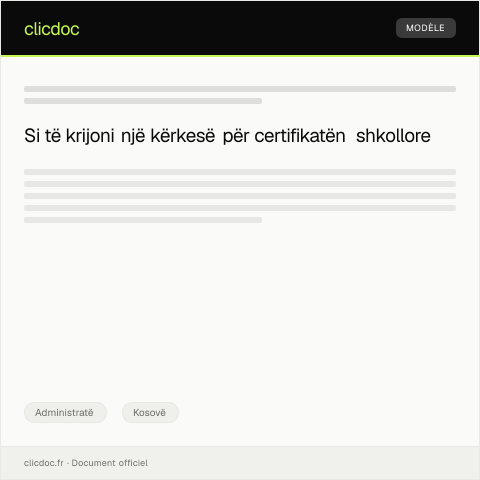 Document preview: Kërkesë për certifikatë shkollore — Administratë, Kosovë