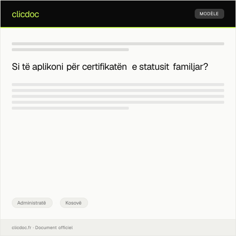 Document preview: Kërkesë për certifikatë të statusit familjar — Administratë, Kosovë