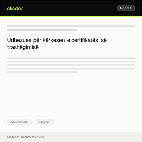 Document preview: Kërkesë për certifikatë të statusit të trashëgimisë — Administratë, Shqipëri