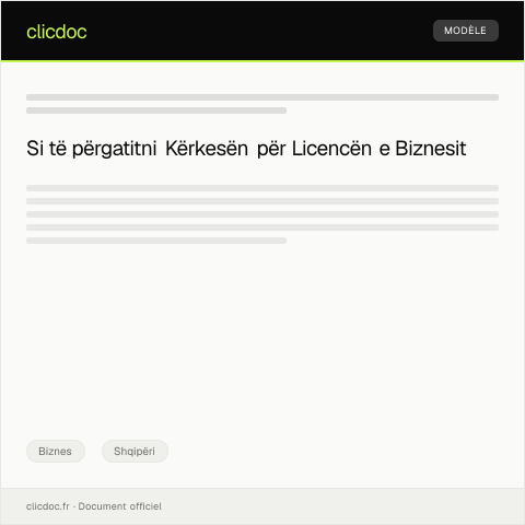 Document preview: Kërkesë për dhënien e licencës së biznesit — Biznes, Shqipëri