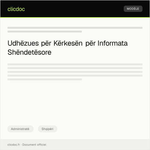 Document preview: Kërkesë për informata mbi shërbimet shëndetësore në spital — Administratë, Shqipëri