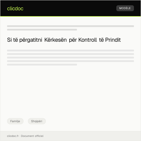 Document preview: Kërkesë për kontroll të të qenit prind — Familje, Shqipëri