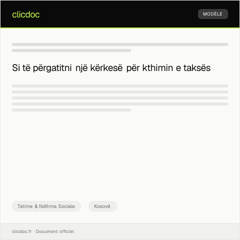 Document preview: Kërkesë për kthimin e taksës — Tatime & Ndihma Sociale, Kosovë