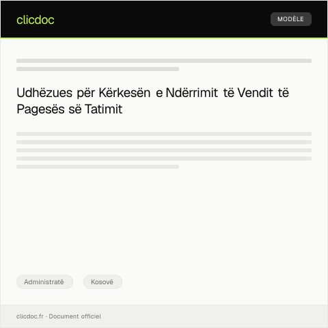 Document preview: Kërkesë për ndërrim të vendit të pagesës së tatimit — Administratë, Kosovë