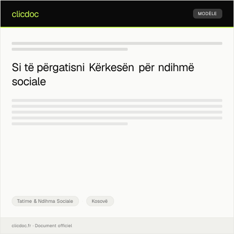 Document preview: Kërkesë për ndihmë sociale — Tatime & Ndihma Sociale, Kosovë