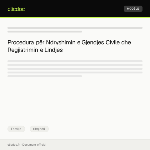 Document preview: Kërkesë për ndryshim të gjendjes civile dhe regjistrim të lindjes — Familje, Shqipëri